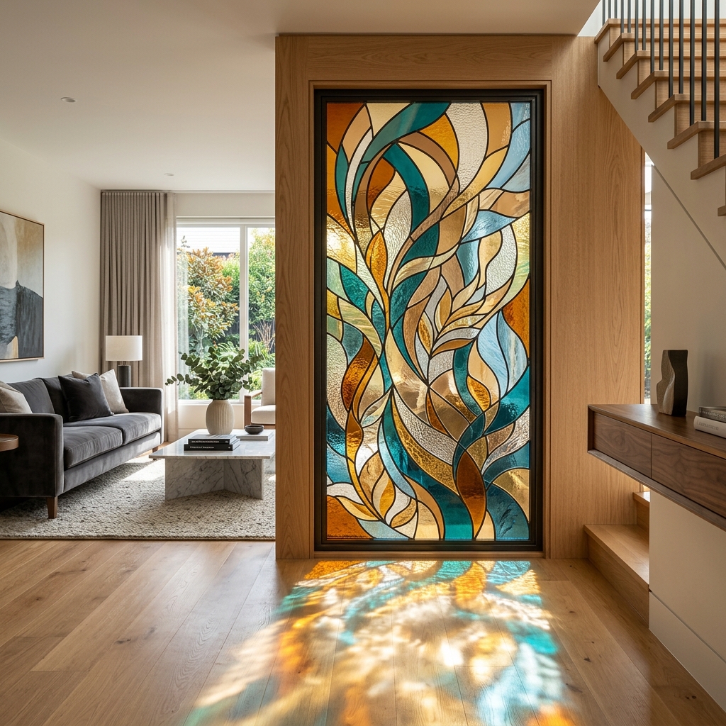 Vetrata artistica per interior design in ambiente di lusso